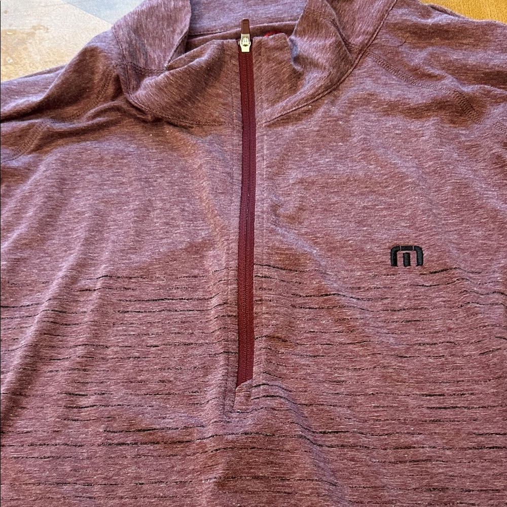 Travis Mathew Men's Maroon Heather Quarter-Zip Pullover - Picture 7 of 11